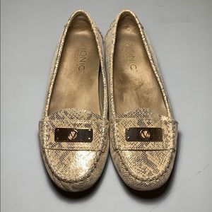 Vionic Gold Metallic Snakeskin Flats